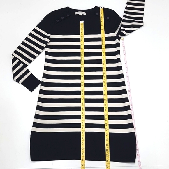 LOFT Petites Midi Sheath Knit Sweater Dress Striped Long Sleeve Boatneck Tunic - Picture 12 of 17